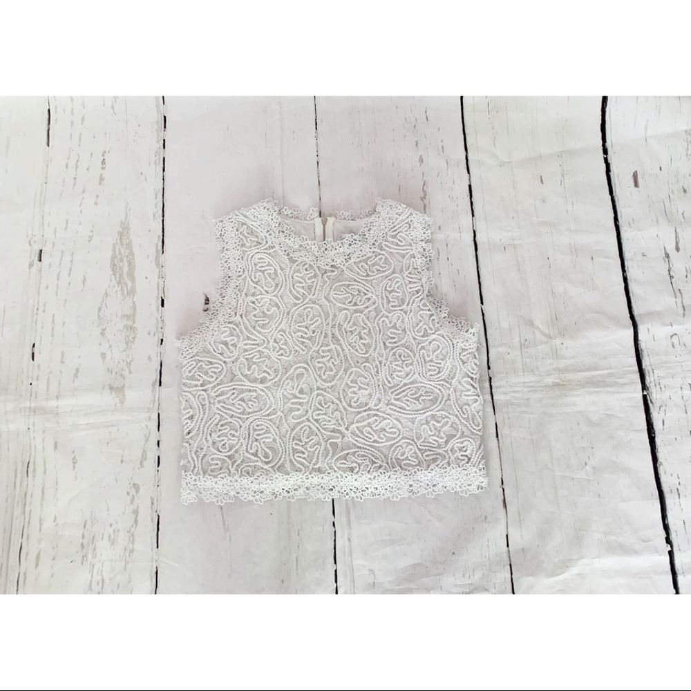 ChicWish White Sleeveless Crochet Lace Crop Top Size XL